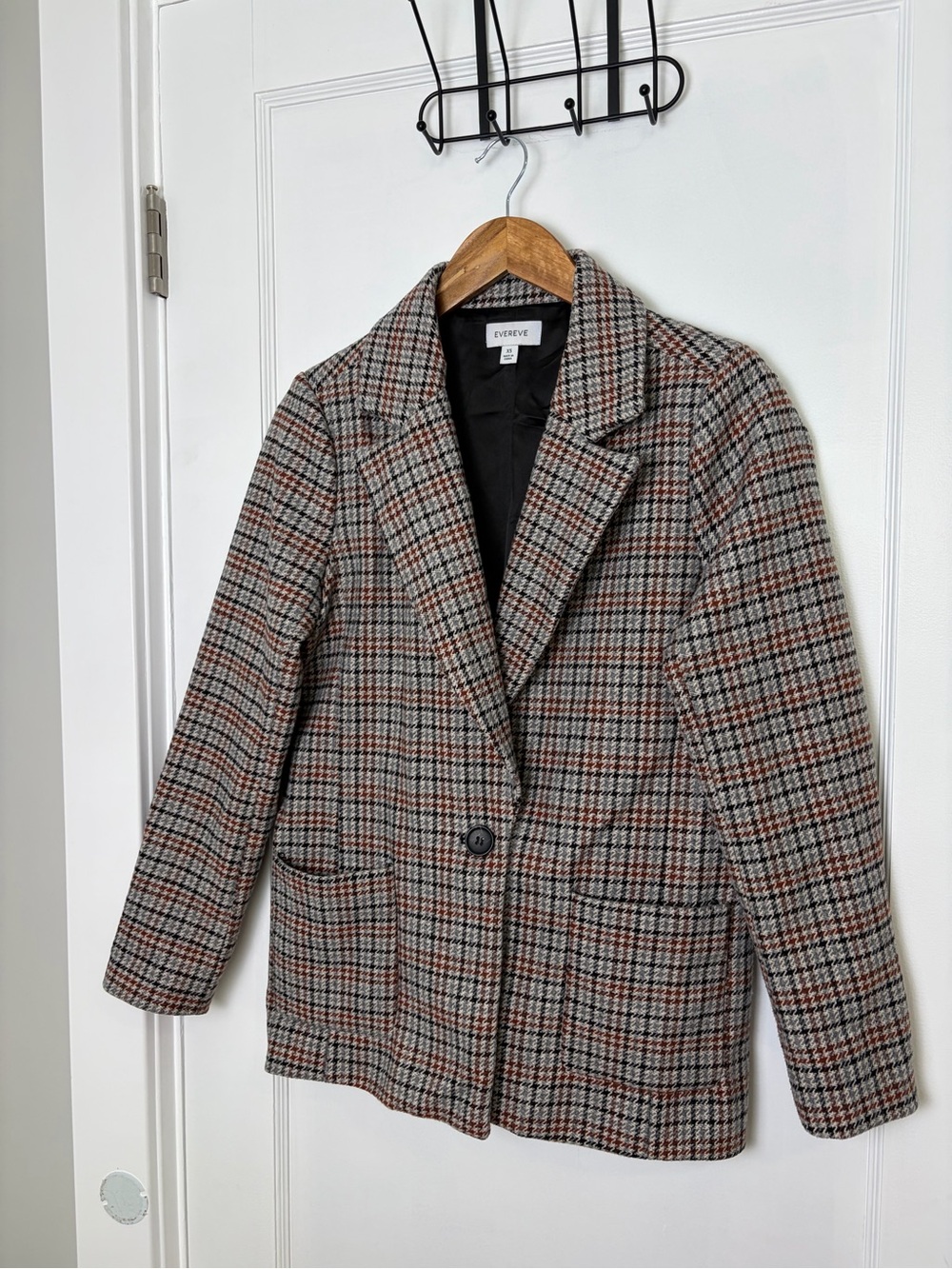 Evereve Bowden Plaid Blazer XS Wool Blend Fall Preppy Quiet Luxury